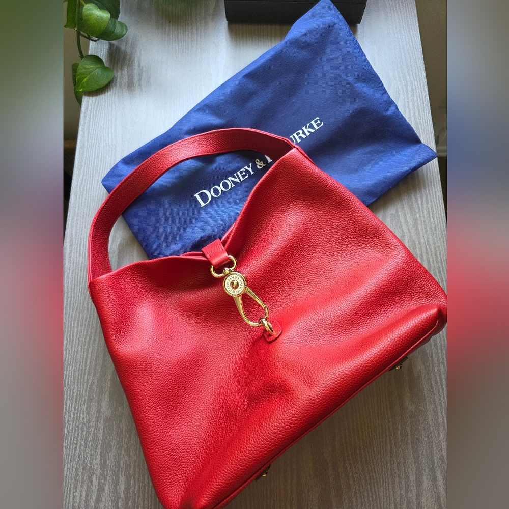 Dooney & Bourke Red Belvedere Logo Lock Boho Shoulder Bag
